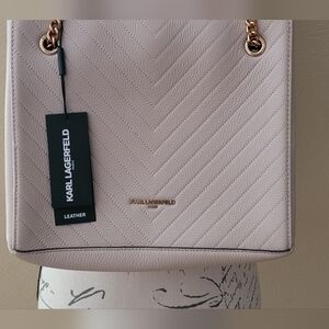 Karl Lagerfeld Creme  Quilted Leather Tote Bag Charlotte